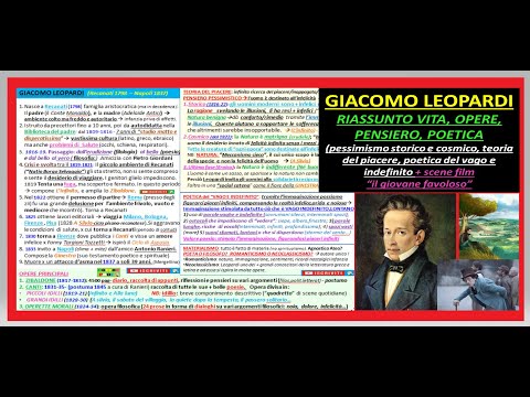 ✅ GIACOMO LEOPARDI: riassunto VITA, OPERE, PENSIERO, POETICA  (X SUPERIORI)