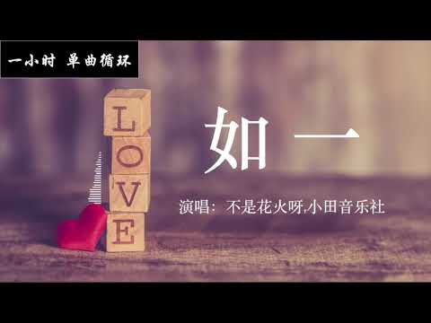 不是花火呀 小田音樂社   如一（1小时，单曲循环）【動態歌詞】「所以我把歌詞寫成詩句 一筆一劃篆刻下我思緒」1小時 單曲循環，1 hour loop