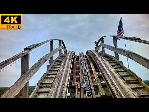 Shivering Timbers Front Seat POV 4K CCI Wooden Roller Coaster Michigans Adventure