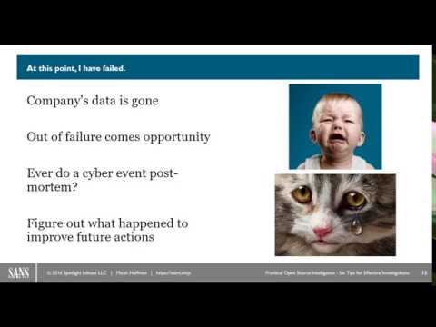 SANS Webcast: Practical OSINT - Six Tips for Starting an Effective Investigation