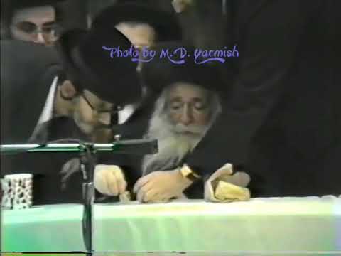Klausenberger Rebbe spinning the Chanukah Dreidle - From the MD Yarmish Collection