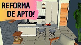 Projeto de Reforma para Apartamento Antigo! Apartamento no SketchUp