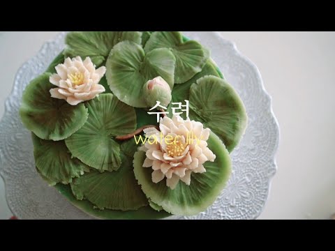 청초한 수련꽃💕떡케이크 water lily (Lotus) flower piping technique