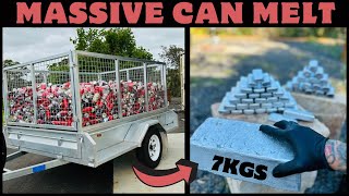 Massive Can Meltdown - Pure Aluminum From Cans - ASMR Metal Melting - Trash To Treasure - Bulk Bars