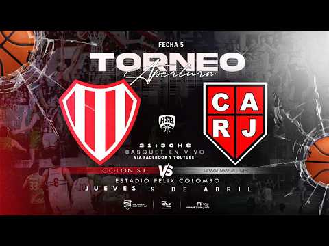 BÁSQUET EN VIVO - ⚪🔴COLÓN SJ vs 🔴⚪RIVADAVIA JR. - Torneo Apertura - Fecha 5