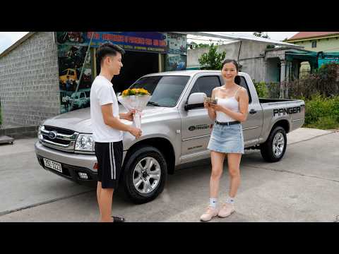 Genius girl: Completely restores a Ford Ranger to like-new condition and sells it to a young man...