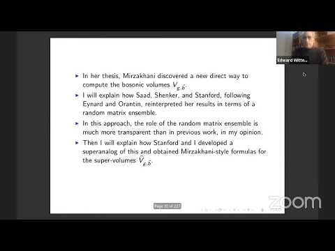 WHCGP: Edward Witten, "Volumes and Random Matrices"