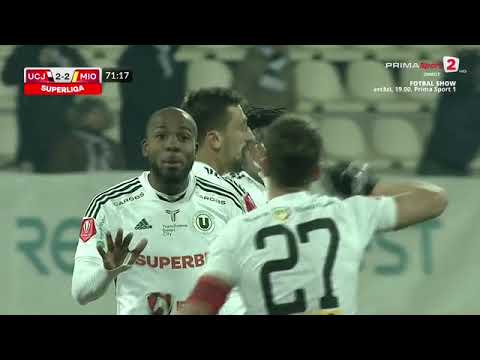 GOOOL! U Cluj – CS Mioveni 2-2. Ispas restabilește egalitatea cu un șut din afara careului