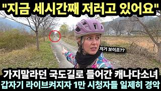 "지금 세시간째 저러고 있어요" 가지말라던 한국 국도길로 들어간 캐나다소녀 갑자기 라이브 켜지자 1만 시청자들 일제히 경악