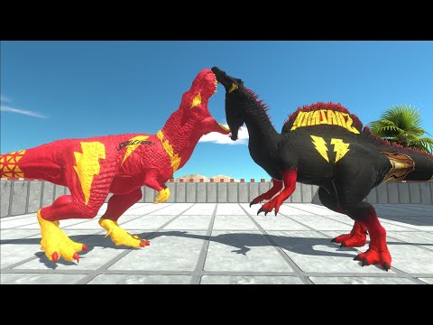 SHAZAM T-REX vs SPINOSAURUS DEATH RUN - Animal Revolt Battle Simulator ARBS