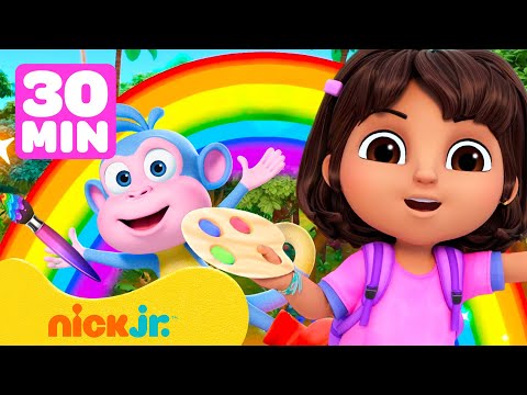 Capa de Dora | A Diversão da Dora com as Cores! c/ Botas 🎨 Compilação de 30 Minutos | Nick Jr. em Português