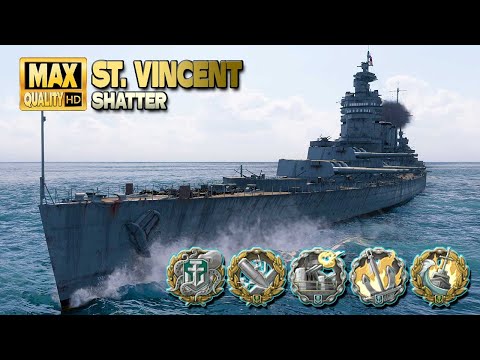 Battleship St. Vincent on map Shatter - World of Warships