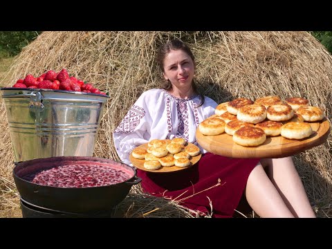 The most loved breakfast in the world😍 Cooking Ukrainian Cottage Cheese Pancakes in the village