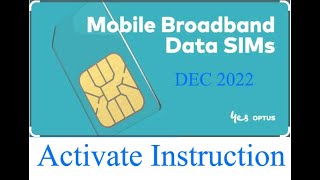Optus Prepaid Broadband Data Sim activation (Dec 2022)