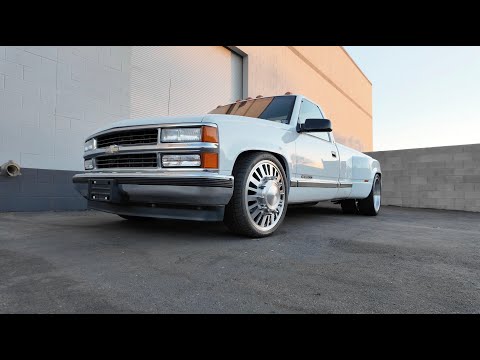 BellTech 5/8 Drop on an OBS C3500 Dually with Hot Rods by Boyd 22" Wheels