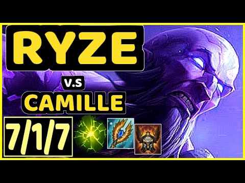 BACA (RYZE) vs CAMILLE - 7/1/7 KDA TOP GAMEPLAY - EUW Ranked GRANDMASTER