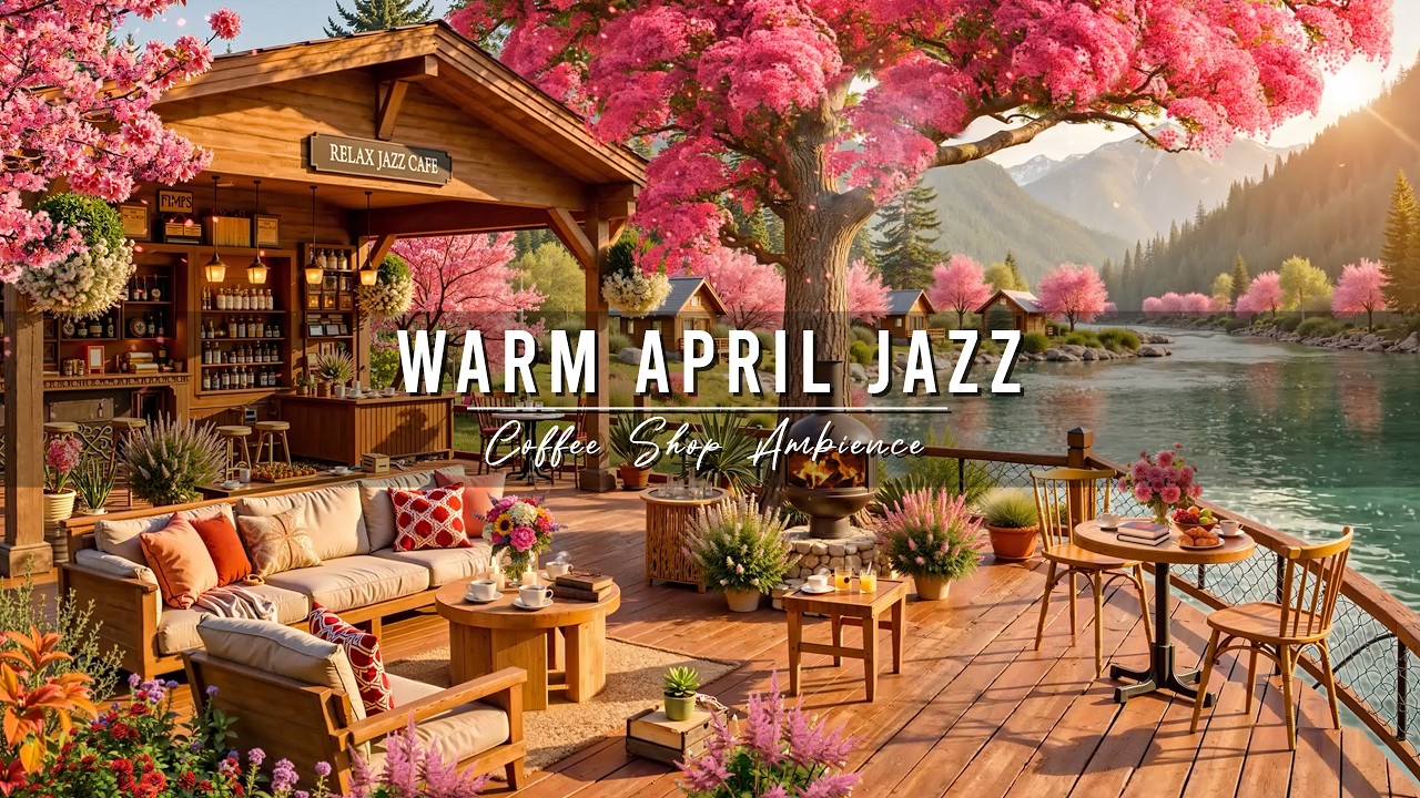 Warm April Spring Jazz 🌸 Outdoor Cafe Ambience with Relaxing Jazz Background Music for Work, Study