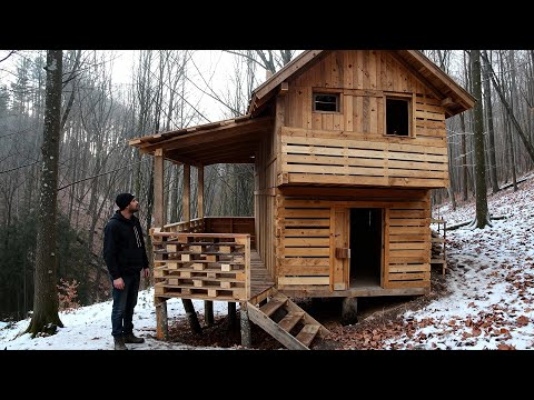Building a Cozy Cabin from Wooden Pallets | Full Project