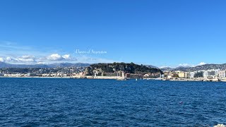 【南仏癒しの風景】地中海南仏ニースの風景と癒しの音楽と波音　Mediterranean and Nice scenery, soothing music, and wave sounds