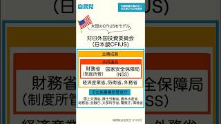 対日外国投資の適正化へ日本版CFIUSを創設【LDP TOPICS】1分解説
