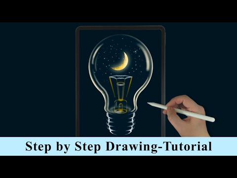 Moonlight Light Bulb Creative iPad Procreate Drawing - Step by Step Drawing Tutorial