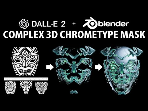 how to use AI and Blender to make complex chrometype masks (free assets)