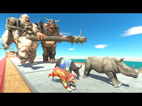Fat Ogre Duo Attack! – Animals and Dinosaurs Race Through Deadly Dino Skulls