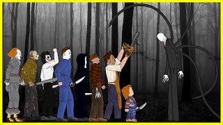 SLENDER MAN vs IT Pennywise vs Jason Voorhees, Freddy, Michael, Leatherface, Chucky, Ghostface, Jeff