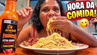 HOJE A FOME TAVA GRANDE! 😋 PRATÃO DE MACARRÃO COM CARNE E PIMENTA!