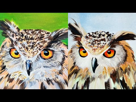 LIVE - How to paint an owl with gouache painting real-time tutorial