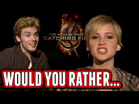 Catching Fire Cast Plays Would You Rather - Jennifer Lawrence, Josh Hutcherson, Sam Claflin