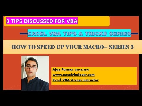 How to Speed up Macro -3 VBA Tips for you