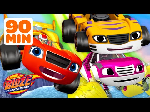 90 MINUTES of Blaze's Races & Missions! 🚗 w/ Stripes & Watts | Blaze and the Monster Machines