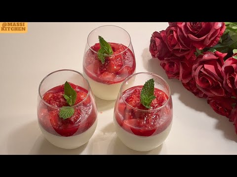 dessert panna cotta with berry topping