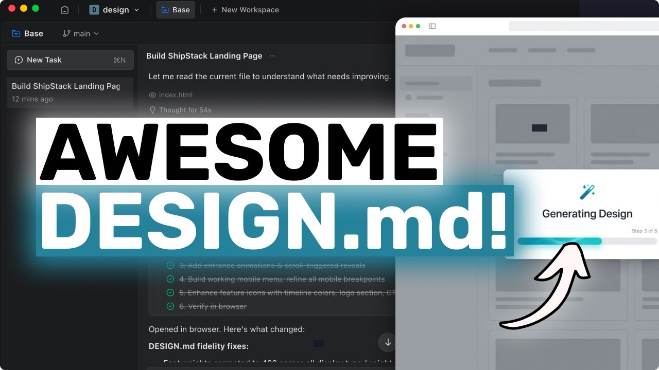 AwesomeDesign-md + OpenCode,Claude: This OPENSOURCE Design System is SO EASY & SO GOOD!