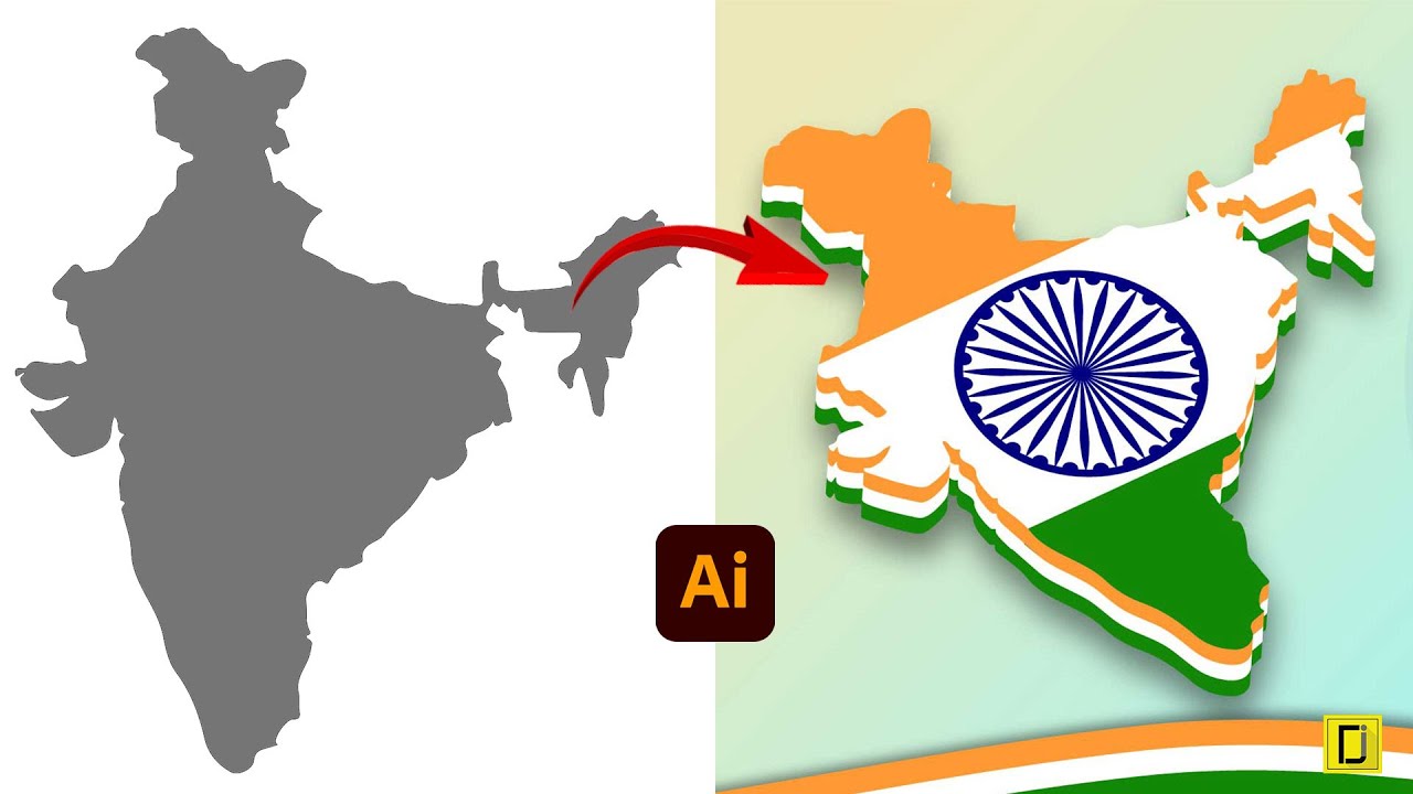 India map illustration vector 3d illustration in Adobe illustrator || jai hind jai bharat