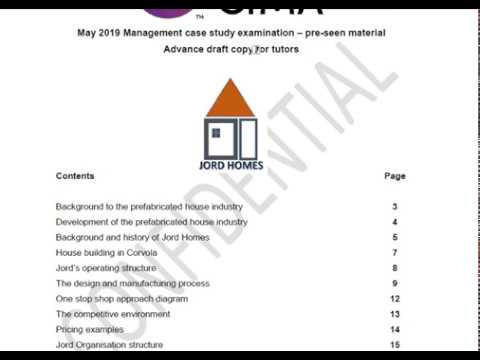CIMA Management Case Study Pre-seen Analysis - May 2019 (Jord Homes)