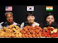 AMERICA Vs INDIA Vs KOREA People Try Each Other S Chicken FRIED SPICY TANDOORI ASMR MUKBANG