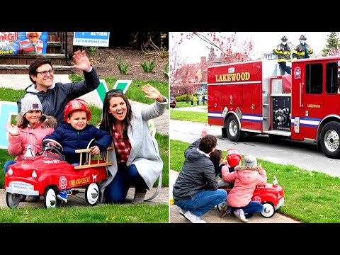 5歳児が化学療法の終了を祝い、消防車のパレードで祝う (5-Year-Old Celebrates End of Chemo With Parade of Firetrucks)