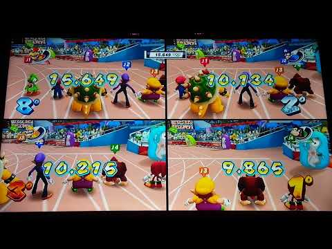 Mario & Sonic London 2012 100m Sprint #20 (Wario Vs Waluigi Vs Donkey Kong) + Bowser Loses