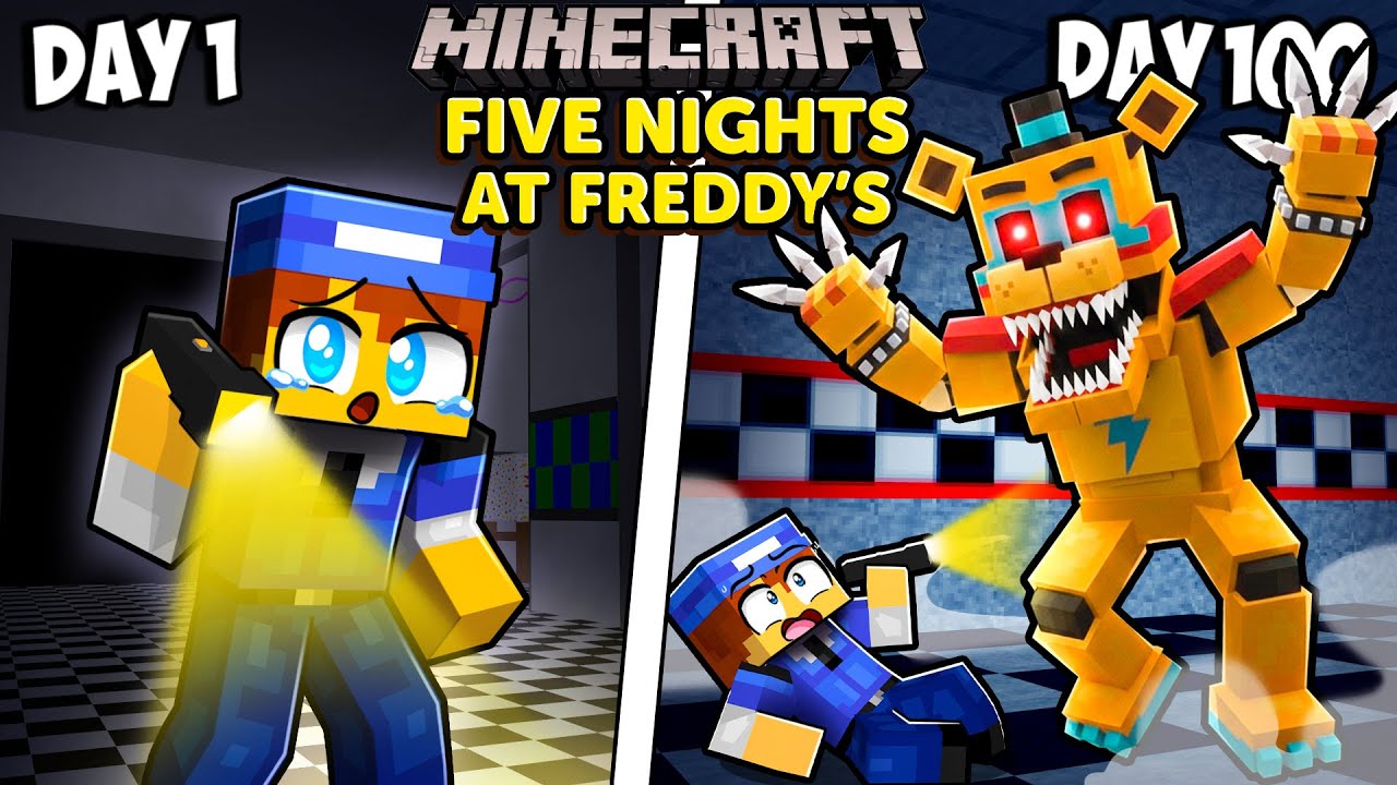 I Survived 100 Days in FIVE NIGHTS AT FREDDY'S in Minecraft