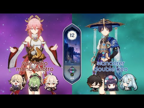[3.8] yae miko mono electro & wanderer double geo | floor 12 abyss 9* clear