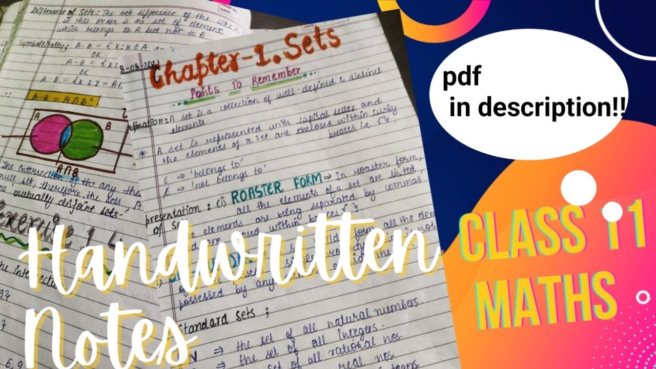 SETS || Class-11th || Chapter-1 Maths || Notes + All exercises || Pdf in description