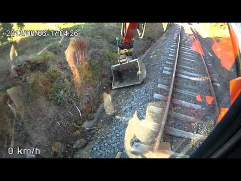 TENEX Rail- Tidying up drain at Donovans hill, Yarra Valley Railway