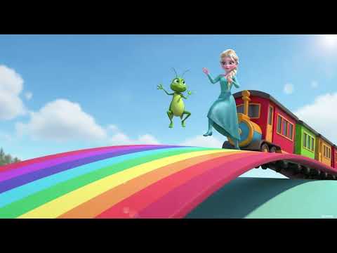 Elsa and Grasshopper Bounce on Rainbow Train — Jump & Sing Along 🌈🐛🚂