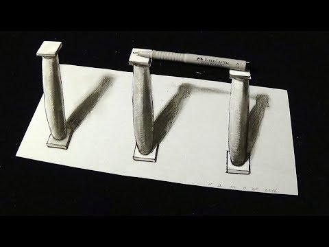 Drawing Tricky 3D Art - How to Draw 3D Columns - by Vamos