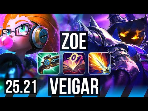 ZOE vs VEIGAR (MID) | 22/1/3, Legendary, 11 solo kills | NA Master | 25.21