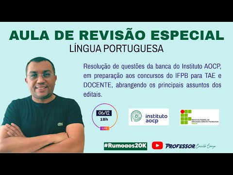 Prof. Cassildo Souza - Revisão Especial AOCP- Conc. IFPB 2025 - TAE e DOCENTE