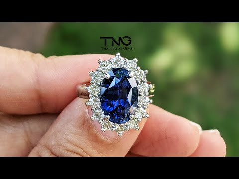 GIA Certified Diana Inspired 4.58 carats Vivid Blue Sapphire Diamond Engagement Ring set in Platinum