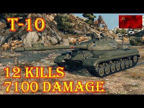 T-10  12 Kills, 7100 Damage, 1 vs 7, Sacred Valley WoT